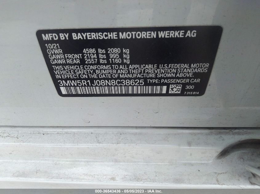2022 BMW 3 SERIES 330I - 3MW5R1J08N8C38625