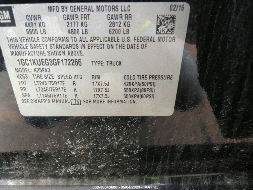 2016 CHEVROLET SILVERADO 2500HD WORK TRUCK - 1GC1KUEG3GF172266