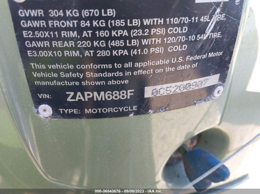2012 VESPA LX 150IE ZAPM688F0C5200907