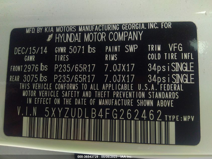 2015 HYUNDAI SANTA FE SPORT - 5XYZUDLB4FG262462