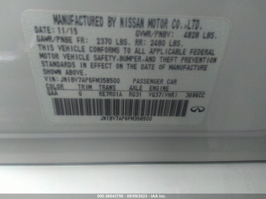 2015 INFINITI Q50 PREMIUM - JN1BV7AP6FM358500