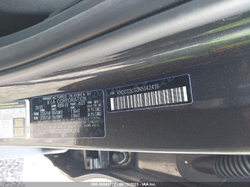 2022 KIA NIRO EV EX - KNDCC3LG3N5142416