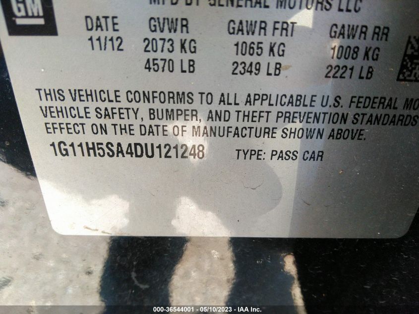 2013 CHEVROLET MALIBU LTZ - 1G11H5SA4DU121248