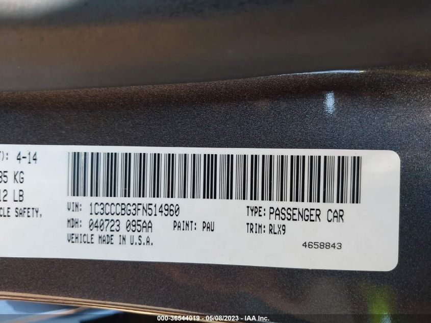 2015 CHRYSLER 200 S - 1C3CCCBG3FN514960