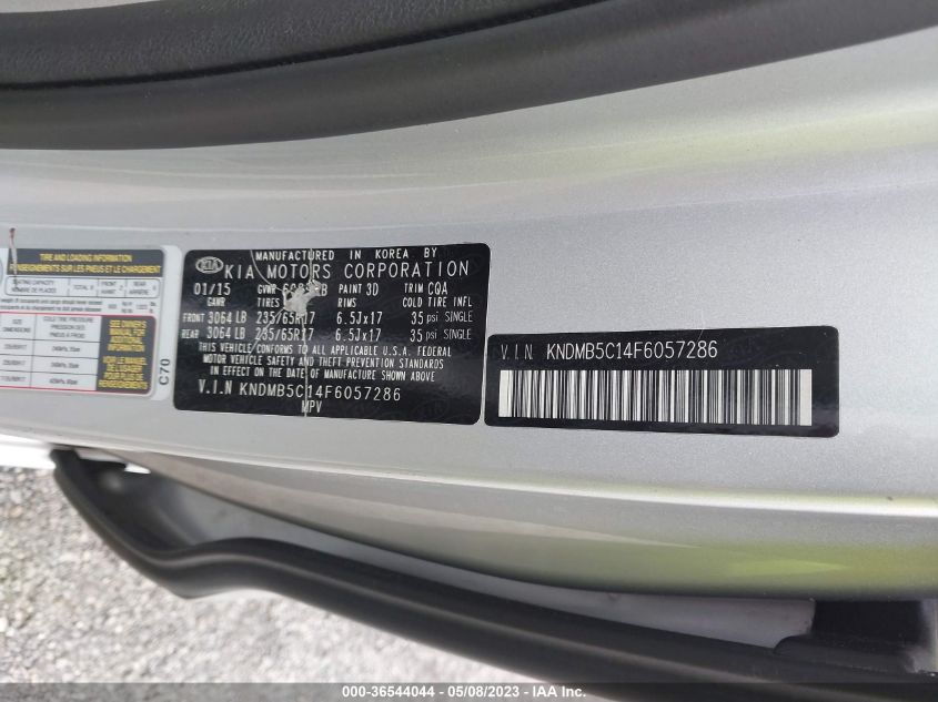 2015 KIA SEDONA LX - KNDMB5C14F6057286