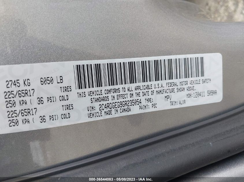 2016 DODGE GRAND CARAVAN R/T - 2C4RDGEG9GR235054