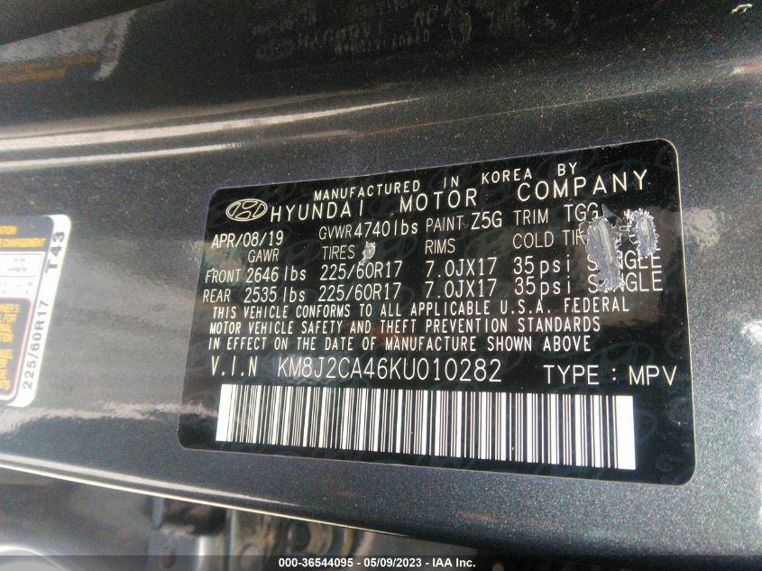 2019 HYUNDAI TUCSON SE - KM8J2CA46KU010282