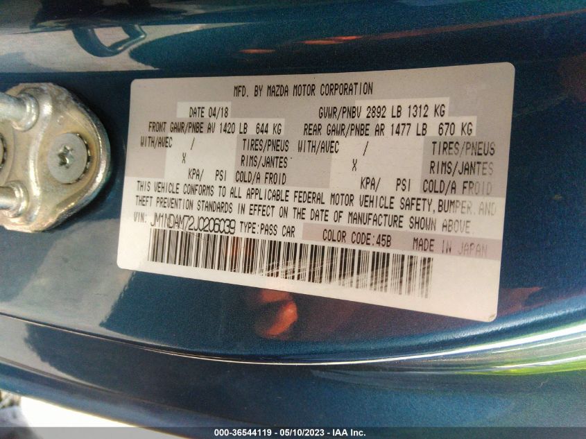 2018 MAZDA MX-5 MIATA RF GRAND TOURING JM1NDAM72J0206039