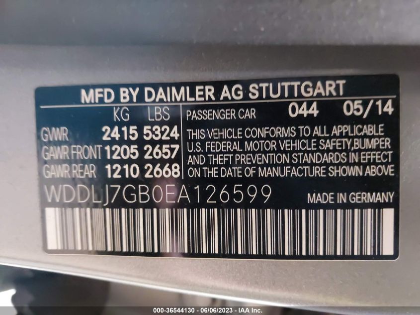 2014 MERCEDES-BENZ CLS-CLASS CLS 63 AMG S-MODEL WDDLJ7GB0EA126599