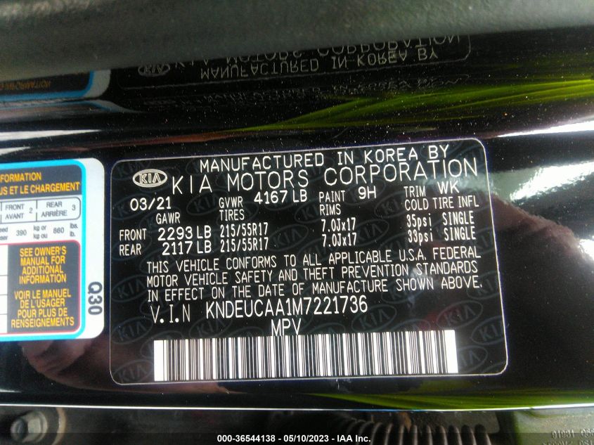 2021 KIA SELTOS S - KNDEUCAA1M7221736