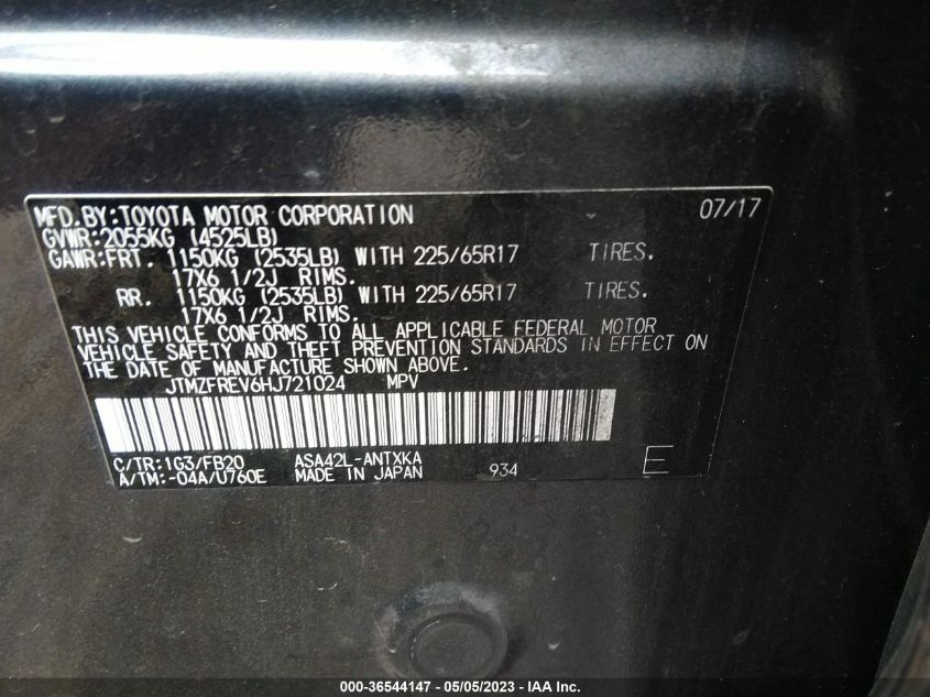 2017 TOYOTA RAV4 LE - JTMZFREV6HJ721024