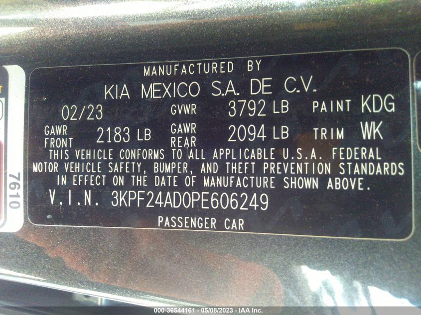 2023 KIA FORTE LXS - 3KPF24AD0PE606249