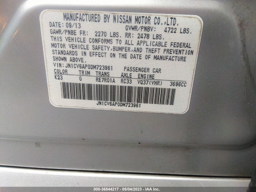 2013 INFINITI G37 SEDAN JOURNEY - JN1CV6AP0DM723961