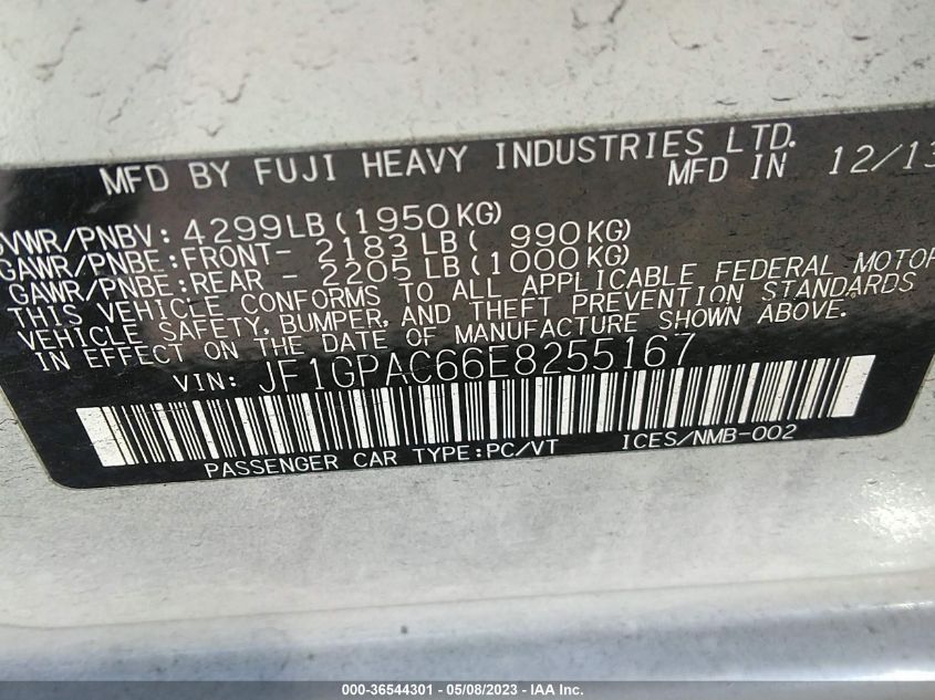 2014 SUBARU IMPREZA WAGON 2.0I PREMIUM - JF1GPAC66E8255167