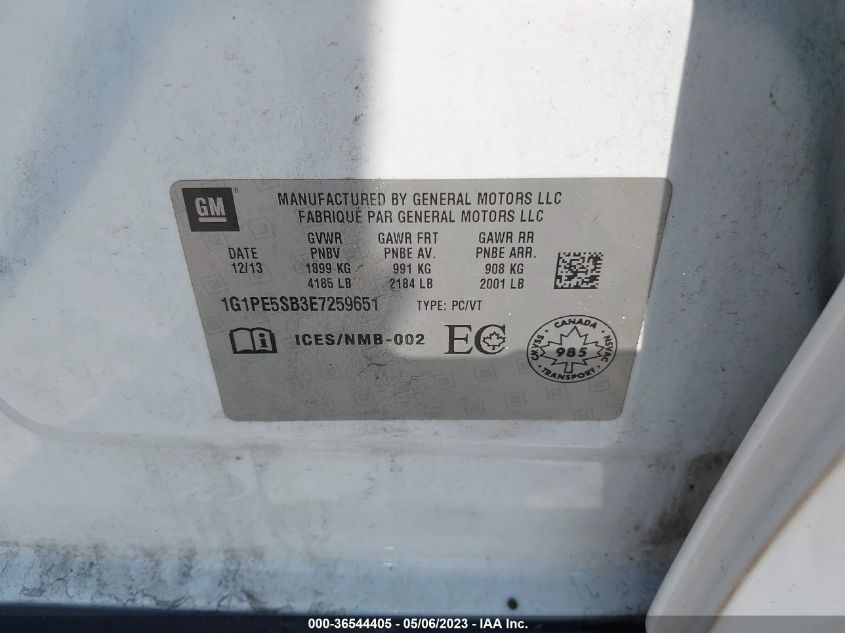 2014 CHEVROLET CRUZE 2LT - 1G1PE5SB3E7259651