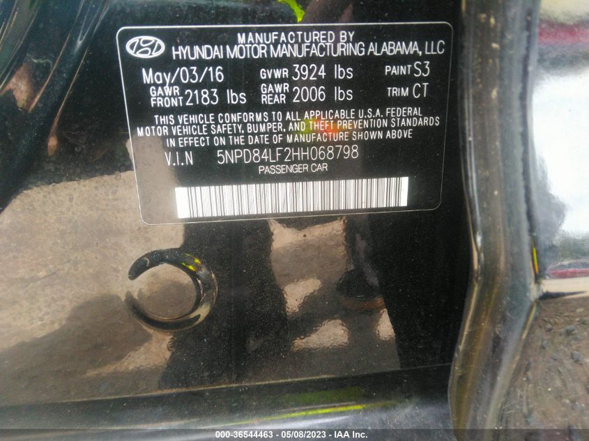 2017 HYUNDAI ELANTRA LIMITED - 5NPD84LF2HH068798