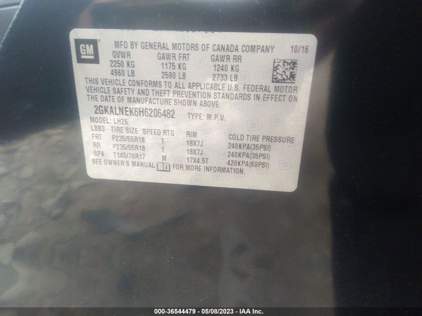 2017 GMC TERRAIN SLE - 2GKALNEK6H6206482