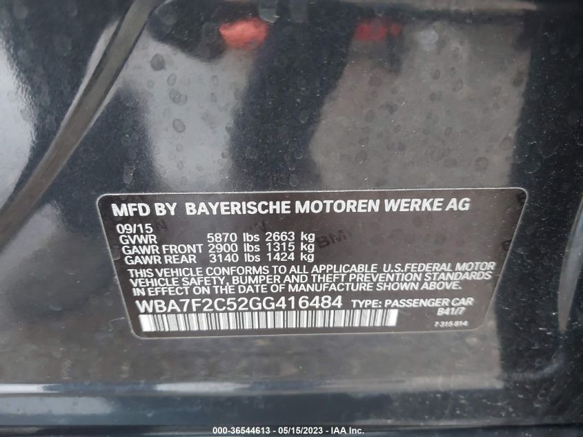 2016 BMW 7 SERIES 750I XDRIVE - WBA7F2C52GG416484