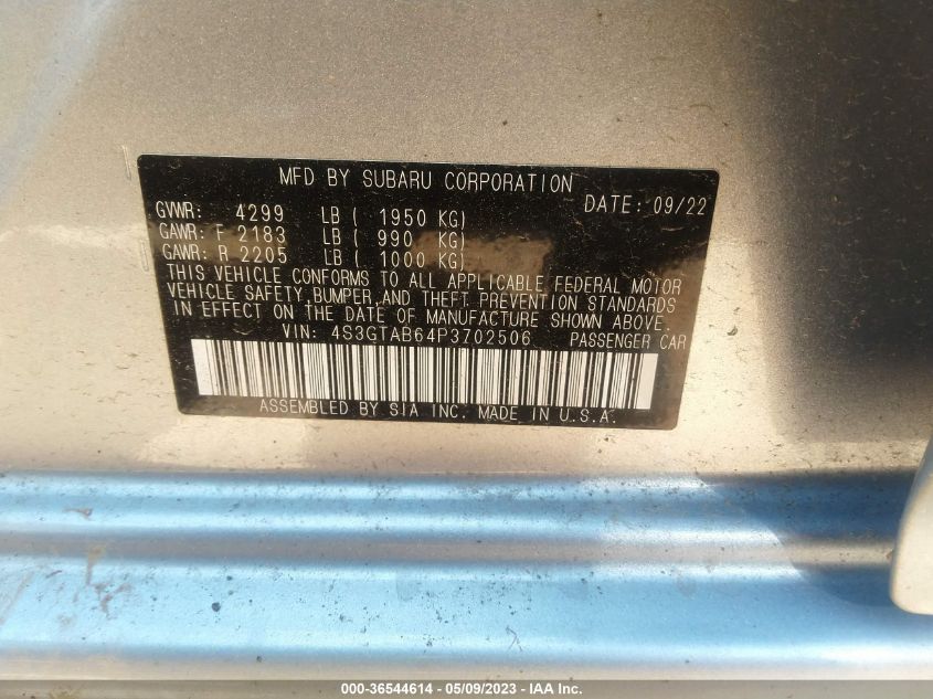 2023 SUBARU IMPREZA - 4S3GTAB64P3702506