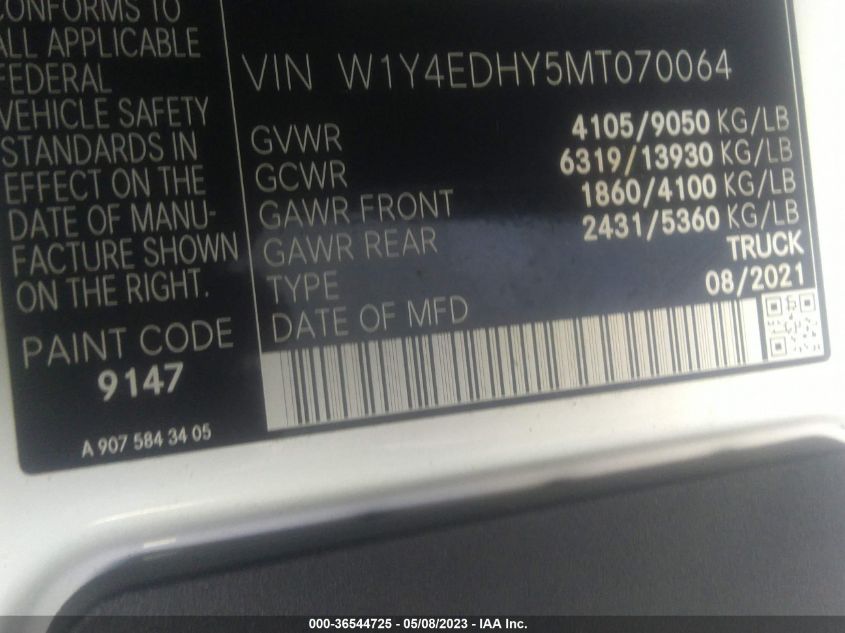 2021 MERCEDES-BENZ SPRINTER CARGO VAN W1Y4EDHY5MT070064