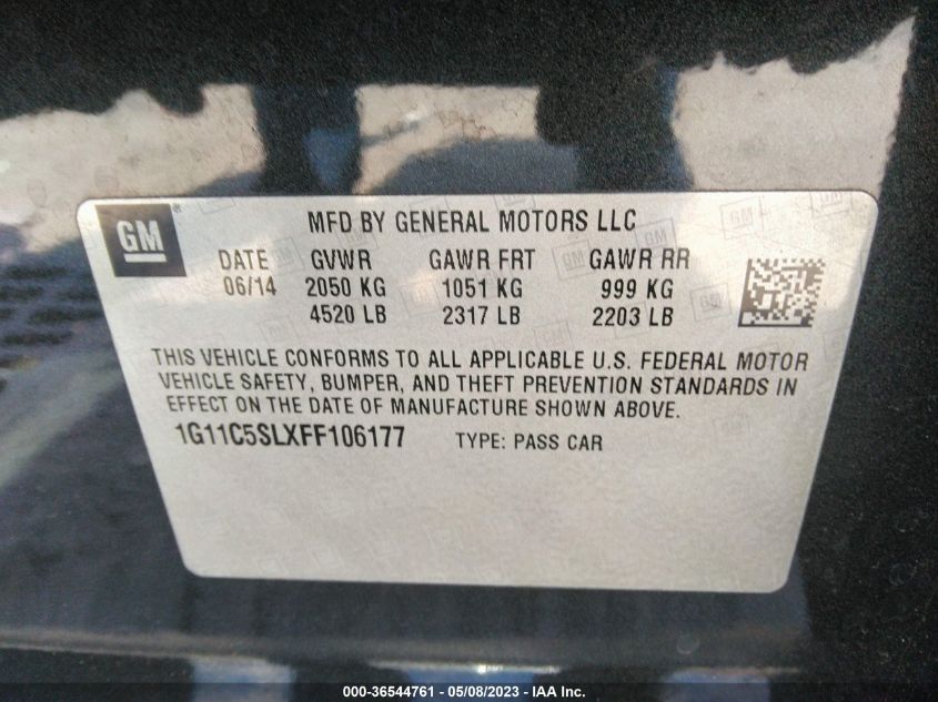 2015 CHEVROLET MALIBU LT - 1G11C5SLXFF106177