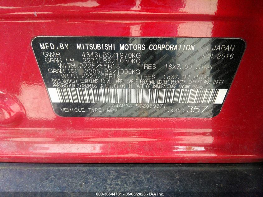 2016 MITSUBISHI OUTLANDER SPORT 2.0 ES - JA4AP3AU5GZ059371