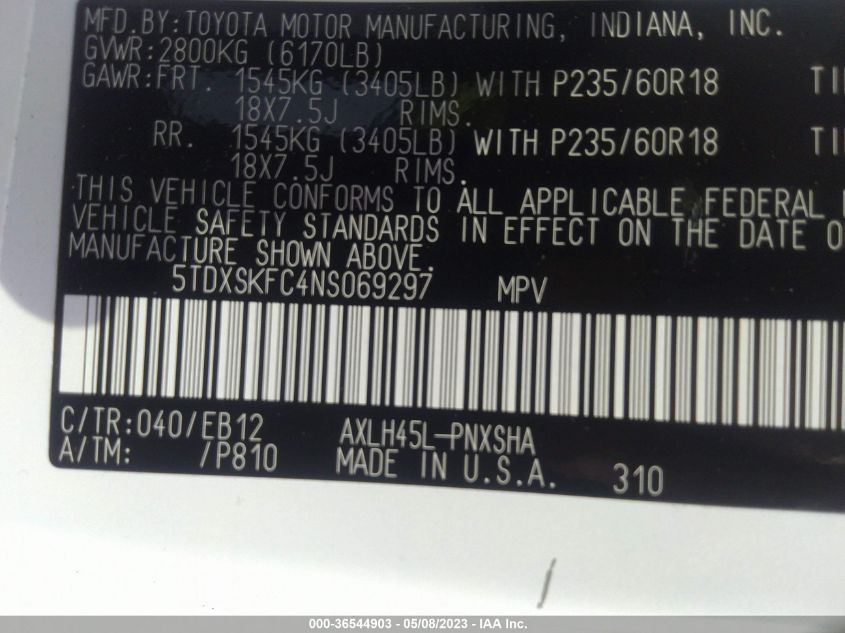 2022 TOYOTA SIENNA XSE - 5TDXSKFC4NS069297