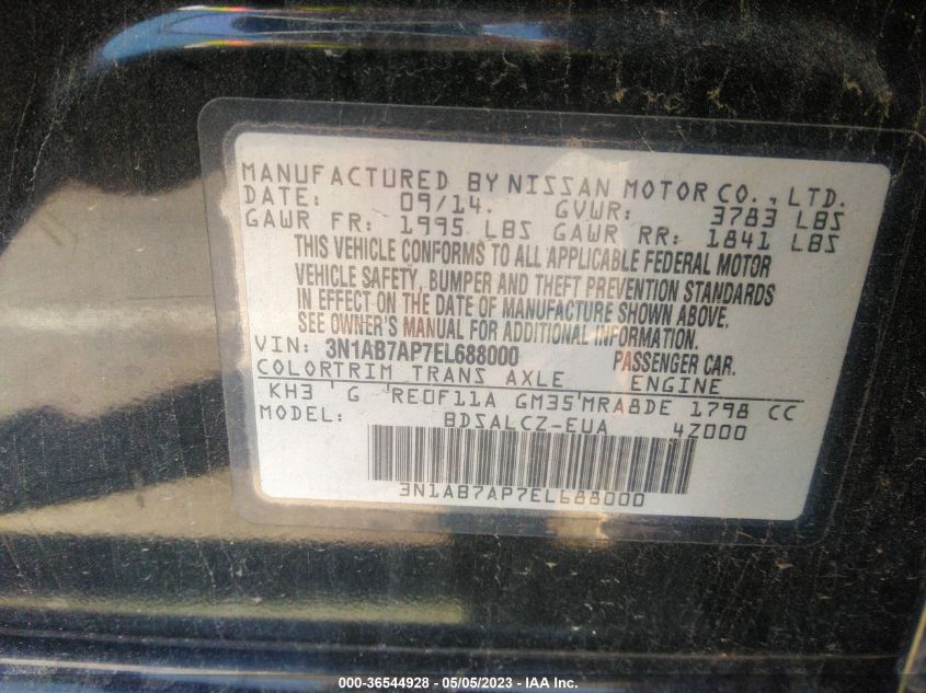2014 NISSAN SENTRA S - 3N1AB7AP7EL688000