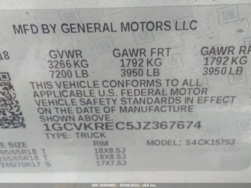 2018 CHEVROLET SILVERADO 1500 LT - 1GCVKREC5JZ367674