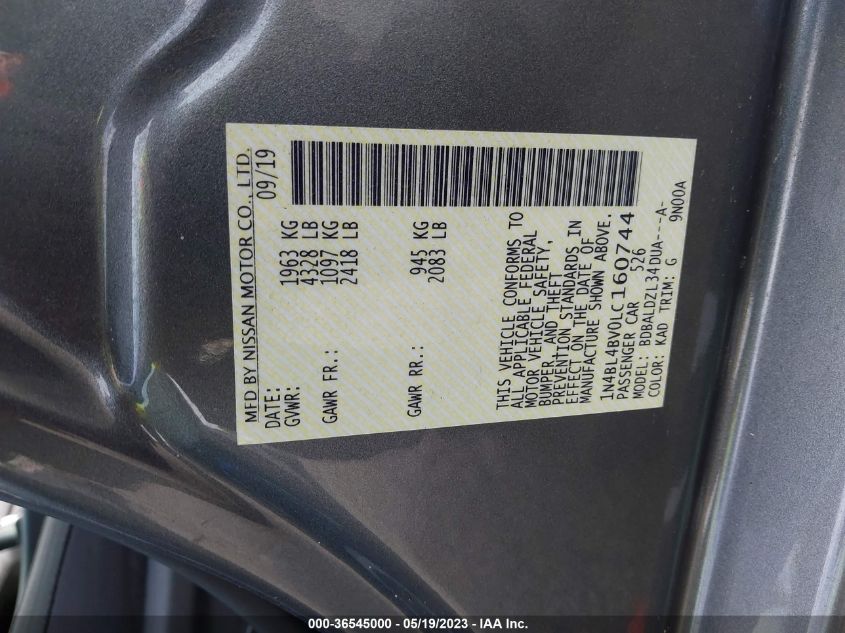 2020 NISSAN ALTIMA 2.5 S - 1N4BL4BV0LC160744