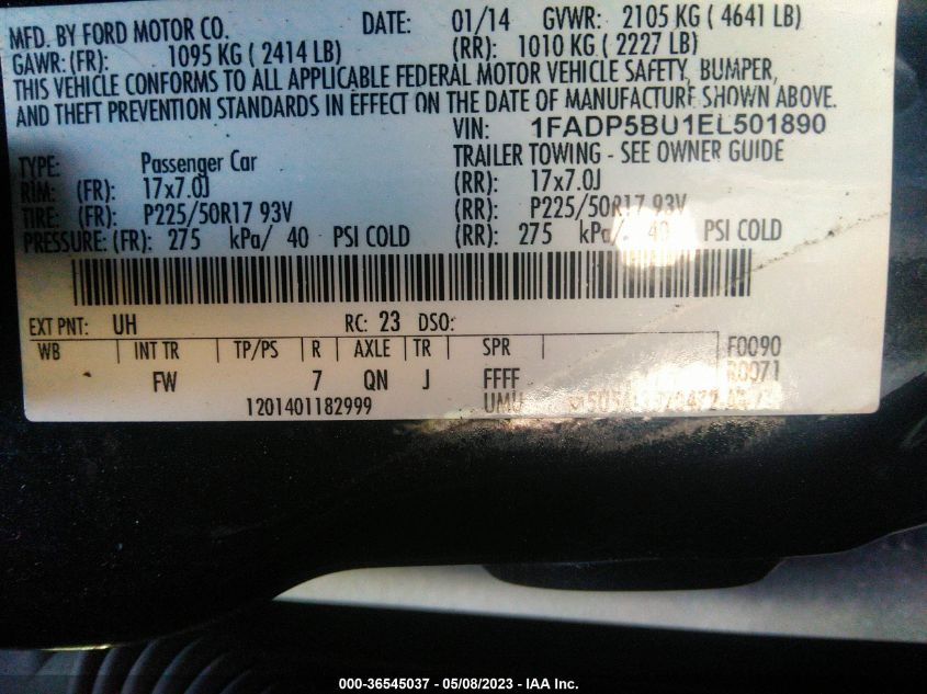 2014 FORD C-MAX HYBRID SEL - 1FADP5BU1EL501890