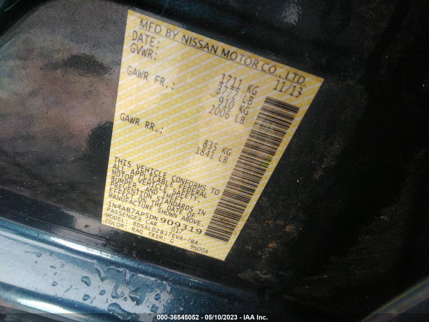 2013 NISSAN SENTRA SV - 1N4AB7AP5DN909319