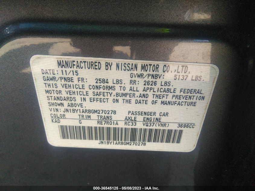 2016 INFINITI Q70 JN1BY1AR8GM270278