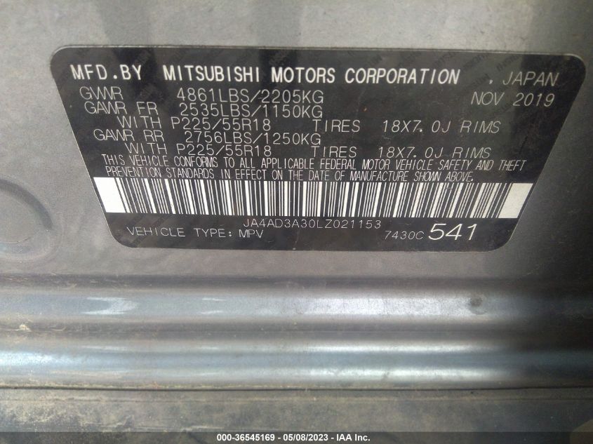 2020 MITSUBISHI OUTLANDER SEL - JA4AD3A30LZ021153