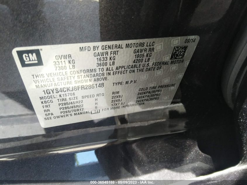 2015 CADILLAC ESCALADE PREMIUM - 1GYS4CKJ8FR286148