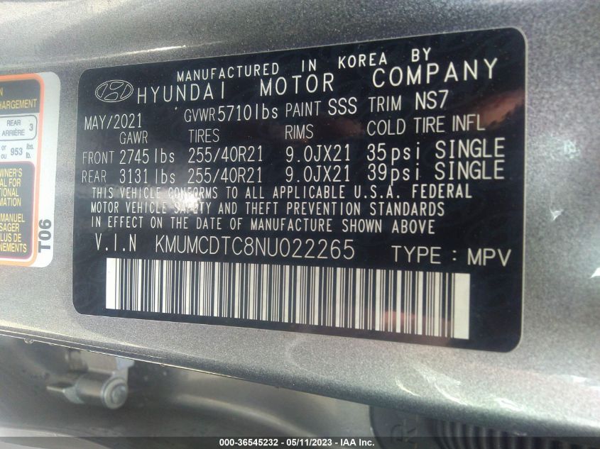 2022 GENESIS GV70 3.5T SPORT - KMUMCDTC8NU022265