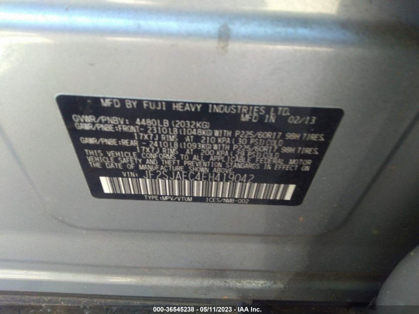 2014 SUBARU FORESTER 2.5I PREMIUM - JF2SJAEC4EH419042