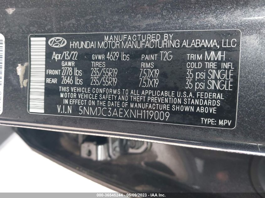 2022 HYUNDAI TUCSON SEL - 5NMJC3AEXNH119009