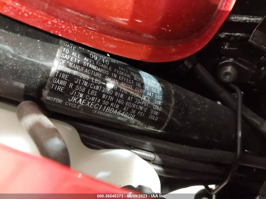 2011 KAWASAKI EX650 C - JKAEXEC11BDA64608