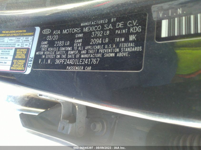 2020 KIA FORTE LXS - 3KPF24AD1LE241767