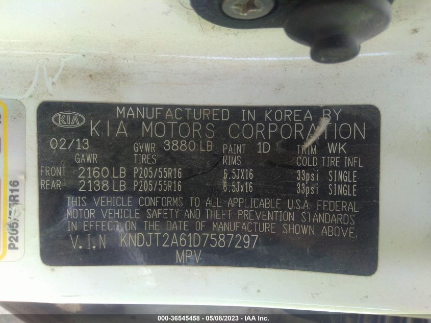 2013 KIA SOUL + - KNDJT2A61D7587297