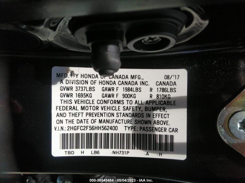 2017 HONDA CIVIC SEDAN LX - 2HGFC2F56HH562400