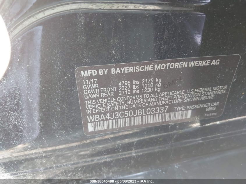 2018 BMW 4 SERIES 430I XDRIVE - WBA4J3C50JBL03337