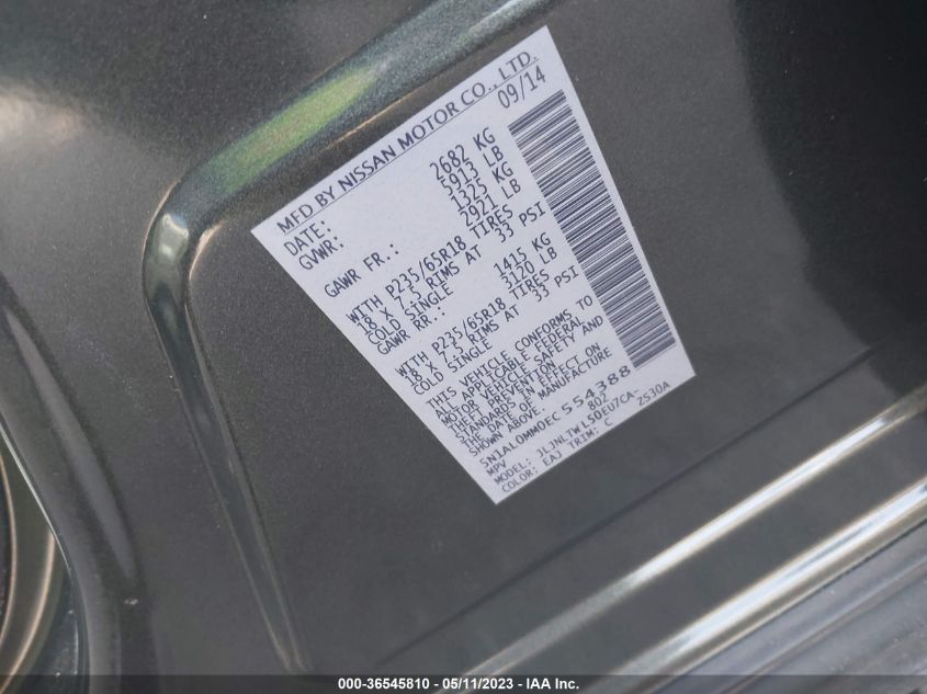 2014 INFINITI QX60 - 5N1AL0MM0EC554388