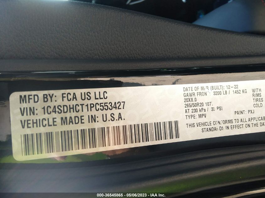 2023 DODGE DURANGO R/T PLUS - 1C4SDHCT1PC553427