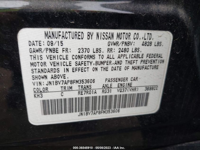 2015 INFINITI Q50 PREMIUM - JN1BV7AP8FM353606