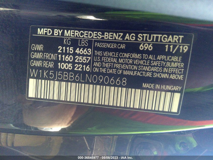 2020 MERCEDES-BENZ CLA AMG CLA 35 - W1K5J5BB6LN090668