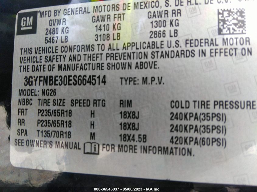 2014 CADILLAC SRX LUXURY COLLECTION - 3GYFNBE30ES664514