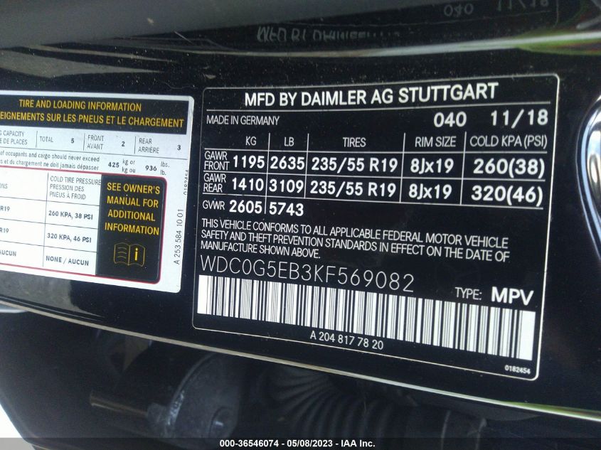 2019 MERCEDES-BENZ GLC GLC 350E - WDC0G5EB3KF569082