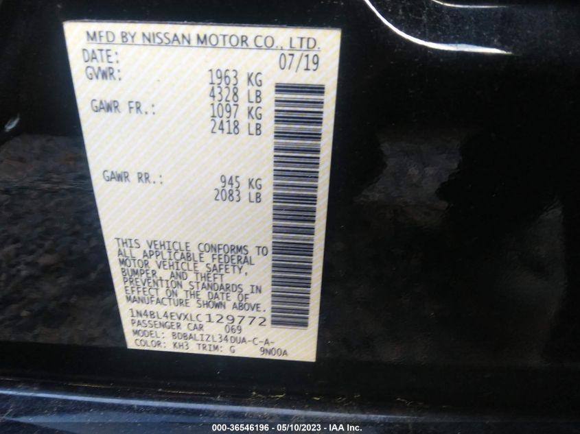 2020 NISSAN ALTIMA 2.5 SL - 1N4BL4EVXLC129772